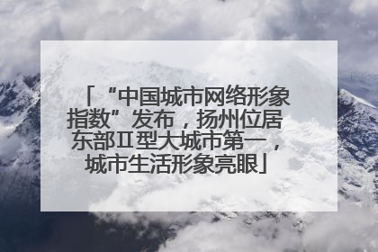 “中国城市网络形象指数”发布，扬州位居东部Ⅱ型大城市第一，城市生活形象亮眼