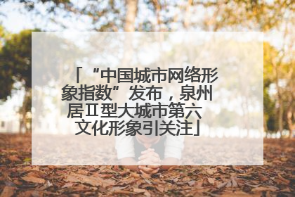 “中国城市网络形象指数”发布，泉州居Ⅱ型大城市第六 文化形象引关注