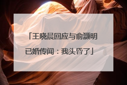 王晓晨回应与俞灏明已婚传闻：我头昏了