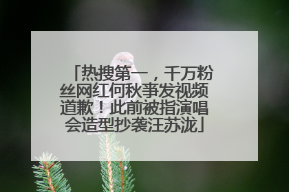 热搜第一，千万粉丝网红何秋亊发视频道歉！此前被指演唱会造型抄袭汪苏泷