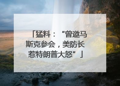 猛料：“曾邀马斯克参会，美防长惹特朗普大怒”