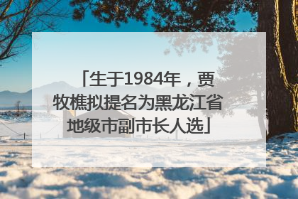 生于1984年，贾牧樵拟提名为黑龙江省地级市副市长人选