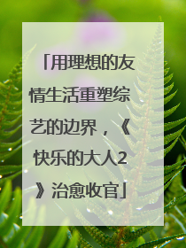 用理想的友情生活重塑综艺的边界，《快乐的大人2》治愈收官