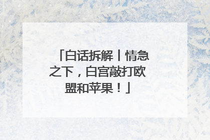 白话拆解丨情急之下，白宫敲打欧盟和苹果！