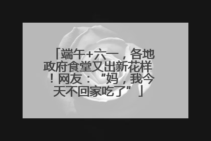 端午+六一，各地政府食堂又出新花样！网友：“妈，我今天不回家吃了”