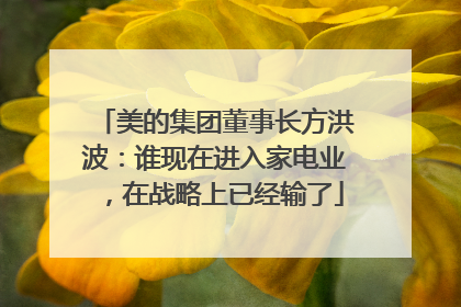 美的集团董事长方洪波：谁现在进入家电业，在战略上已经输了