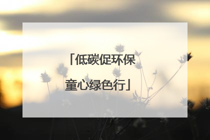 低碳促环保 童心绿色行