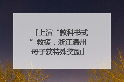 上演“教科书式”救援，浙江温州母子获特殊奖励