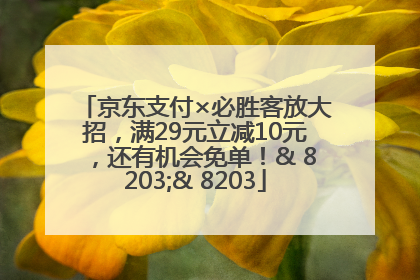 京东支付×必胜客放大招，满29元立减10元，还有机会免单！& 8203;& 8203