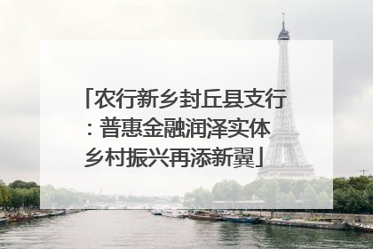 农行新乡封丘县支行：普惠金融润泽实体 乡村振兴再添新翼