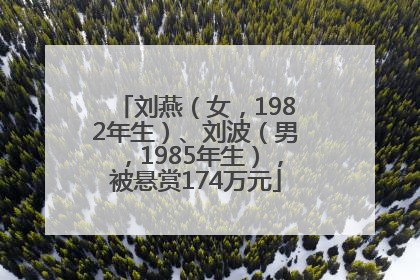 刘燕（女，1982年生）、刘波（男，1985年生），被悬赏174万元