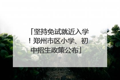 坚持免试就近入学！郑州市区小学、初中招生政策公布