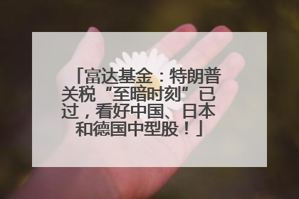 富达基金：特朗普关税“至暗时刻”已过，看好中国、日本和德国中型股！