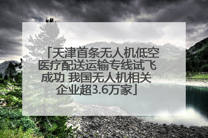天津首条无人机低空医疗配送运输专线试飞成功 我国无人机相关企业超3.6万家