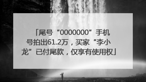 尾号“0000000”手机号拍出61.2万，买家“李小龙”已付尾款，仅享有使用权