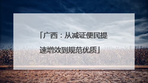 广西：从减证便民提速增效到规范优质