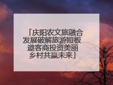 庆阳农文旅融合发展破解旅游短板 邀客商投资美丽乡村共赢未来