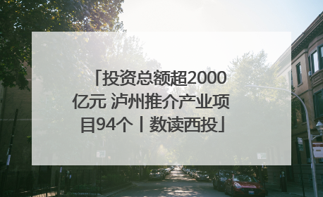 投资总额超2000亿元 泸州推介产业项目94个丨数读西投