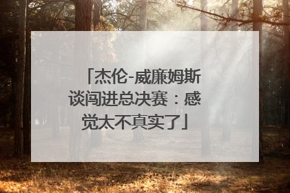 杰伦-威廉姆斯谈闯进总决赛：感觉太不真实了