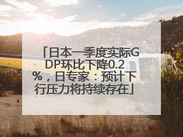 日本一季度实际GDP环比下降0.2%，日专家：预计下行压力将持续存在