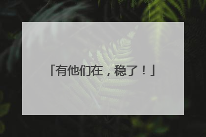 有他们在，稳了！