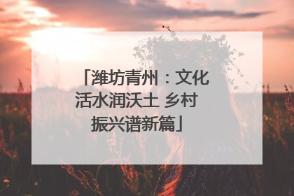 潍坊青州：文化活水润沃土 乡村振兴谱新篇