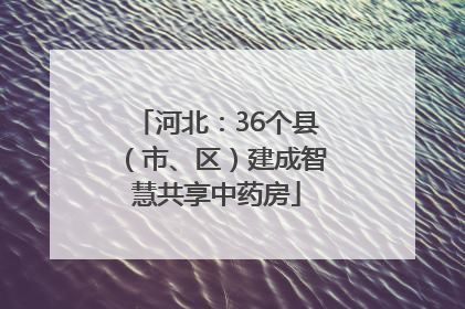 河北：36个县（市、区）建成智慧共享中药房