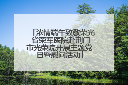浓情端午致敬荣光 省荣军医院赴荆门市光荣院开展主题党日暨慰问活动