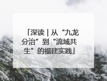 深读｜从“九龙分治”到“流域共生”的福建实践