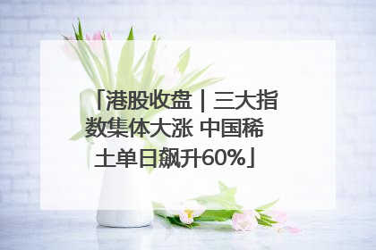 港股收盘｜三大指数集体大涨 中国稀土单日飙升60%