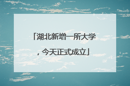 湖北新增一所大学，今天正式成立