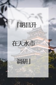 胡昌升在天水市调研