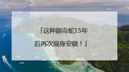 这种剧毒蛇15年后再次现身安徽！