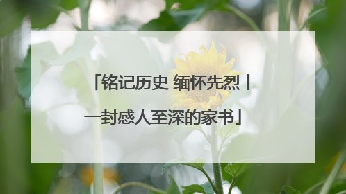 铭记历史 缅怀先烈丨一封感人至深的家书