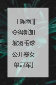 陈雨菲夺得新加坡羽毛球公开赛女单冠军