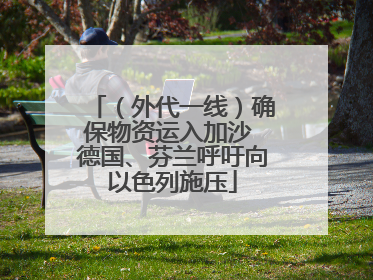 （外代一线）确保物资运入加沙 德国、芬兰呼吁向以色列施压